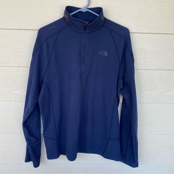 The‎ North Face Flashdry Fleece Blue Pullover 1/4 Zip Sweatshirt Sweater Large - Picture 1 of 11